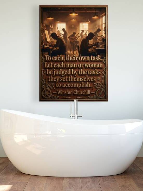 Churchill Motivational Quote on Wooden Plaque by Maxi Art