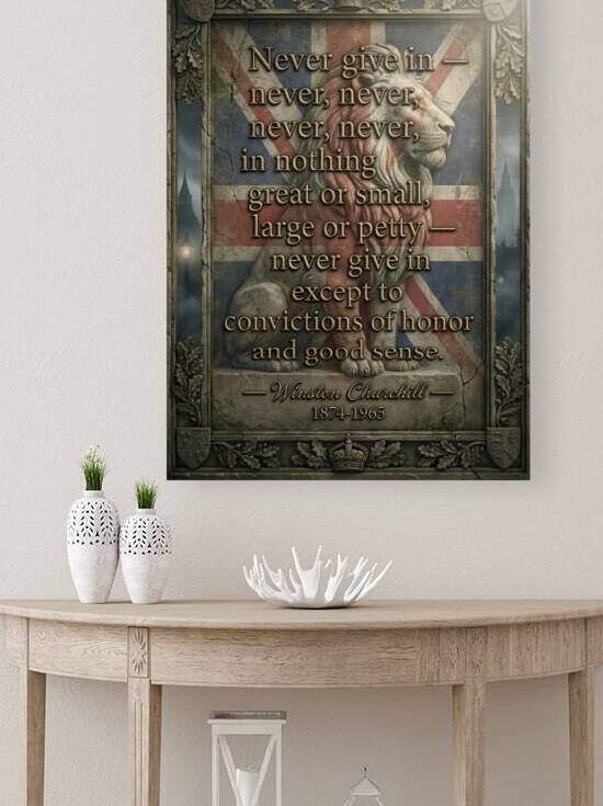 Churchill Quote Lion Union Jack Illustration by Maxi Art