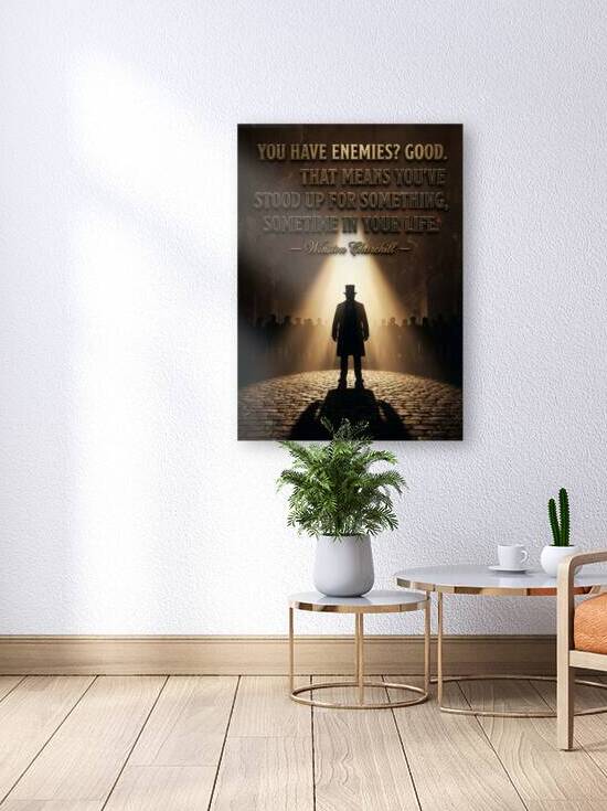 Winston Churchill Quote Motivation Silhouette Vintage Poster by Maxi Art