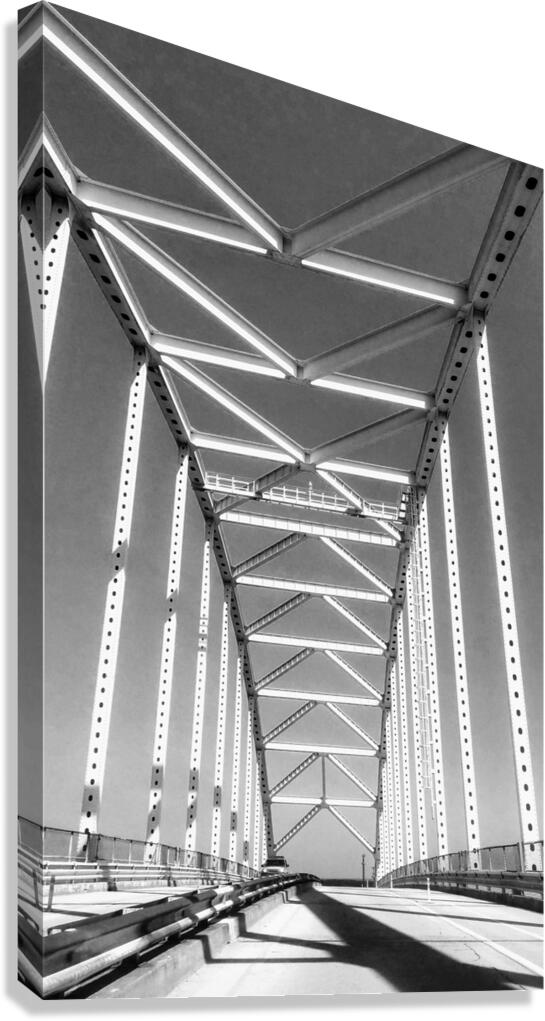 B&W Crossing a Bridge Canvas Print