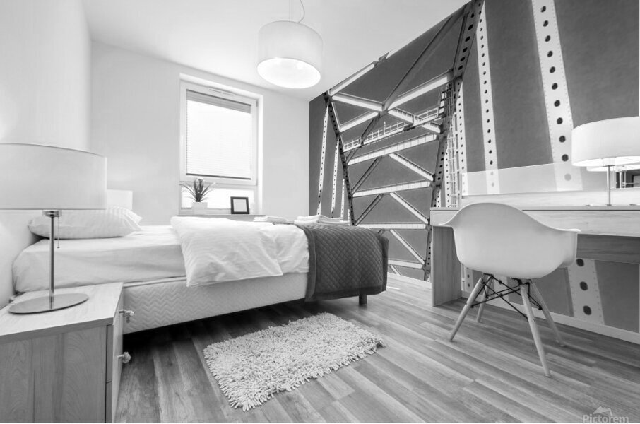 B&W Crossing a Bridge Mural print