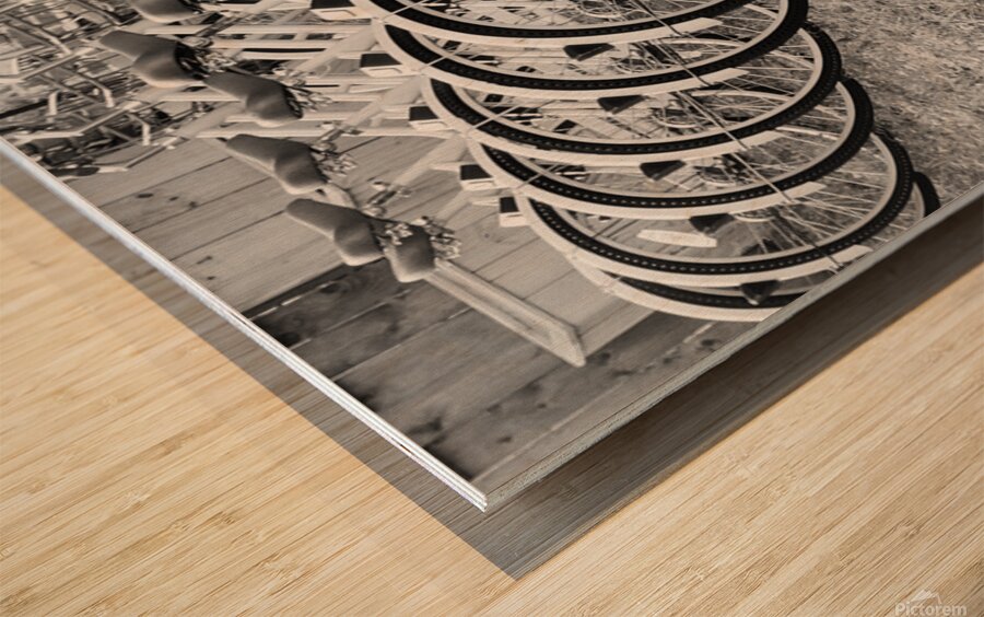 Bikes in a Row Wood print
