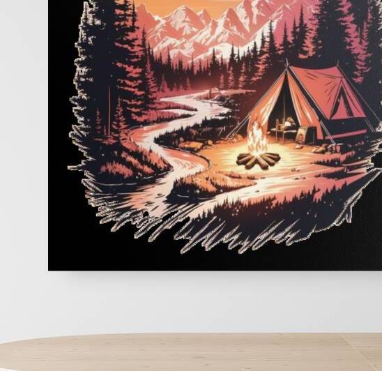 Tranquil Mountain Morning: Monoline Camping Bliss by ahmed farhat