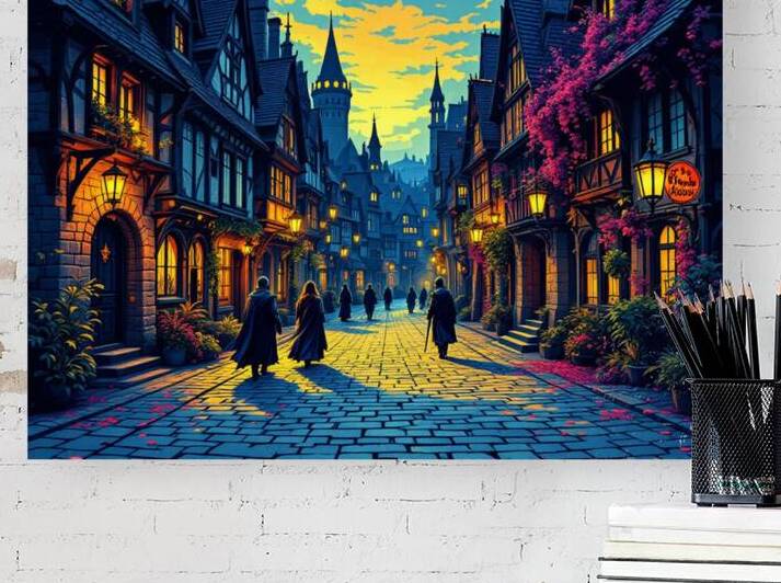 Golden Journey Under the Moonlight – A Captivating Vintage Train Art Print by ahmed farhat