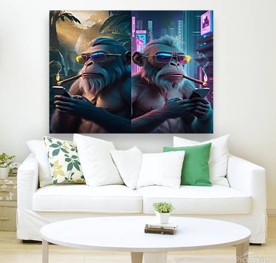 Monkeys of Time: From Nature’s Serenity to Cyberpunk’s Glow by ahmed farhat