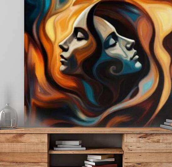Abstract artwork painting SOUL MATES by ahmed farhat