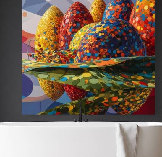 Vibrant Abstract Art with Colorful Mosaic Patterns and Egg-Shaped Forms by ahmed farhat