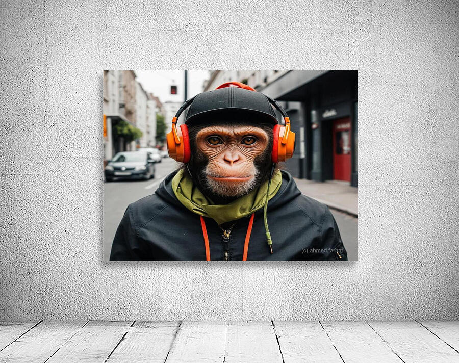 Rapper Chimp Street Beats: The Solo Chimp with Style by ahmed farhat Wall Art
