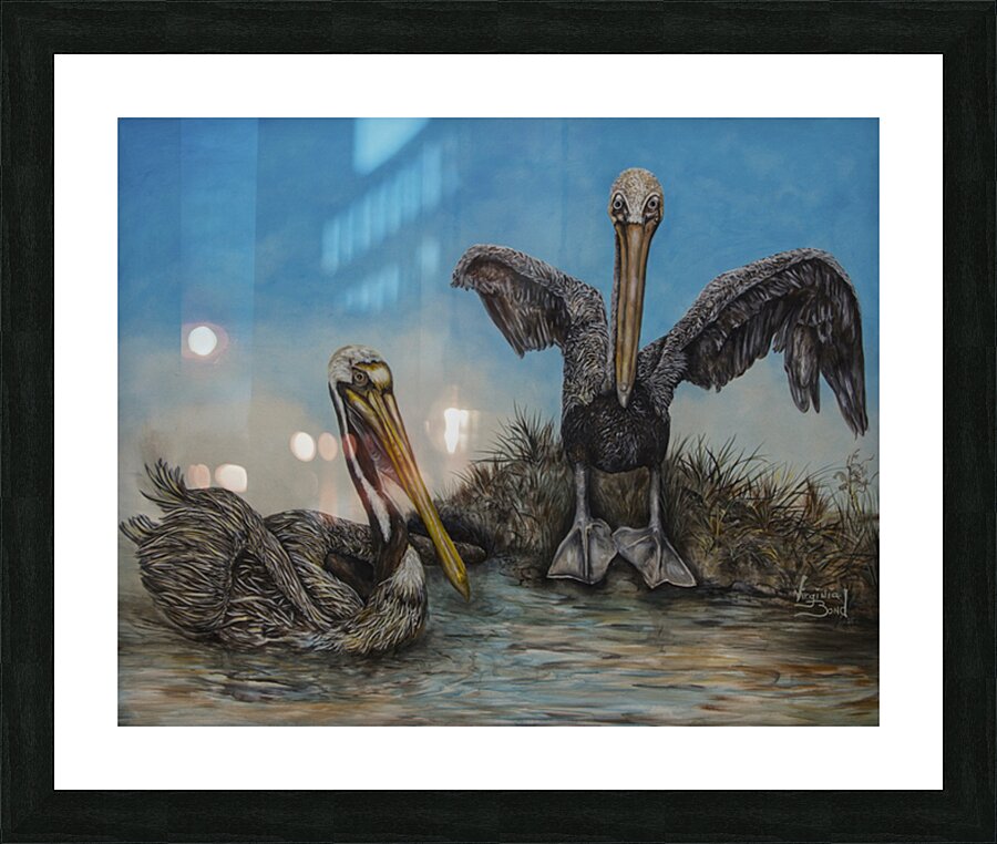 Two Pelquins Picture Frame print