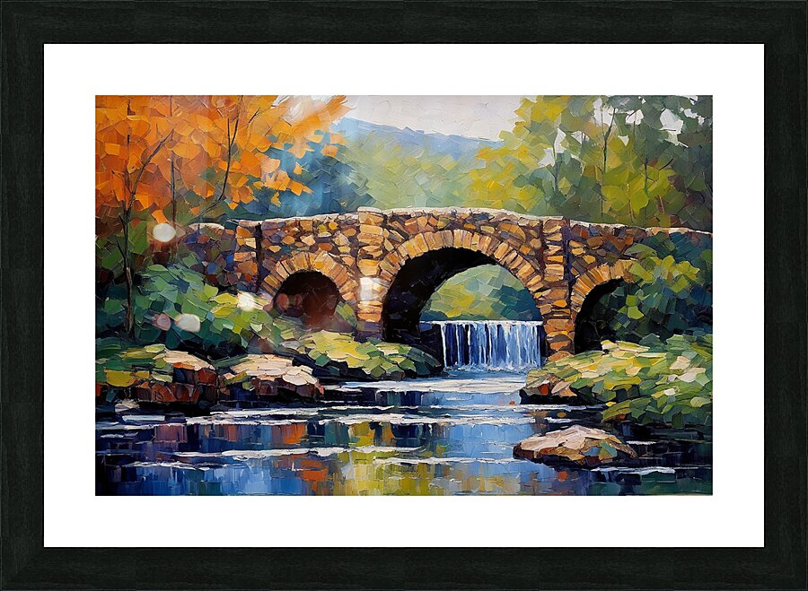 Impressionist Stone Bridge Print Picture Frame print