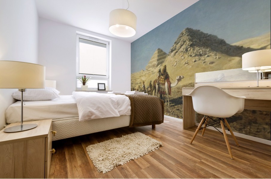 Caravan and pyramids Mural print