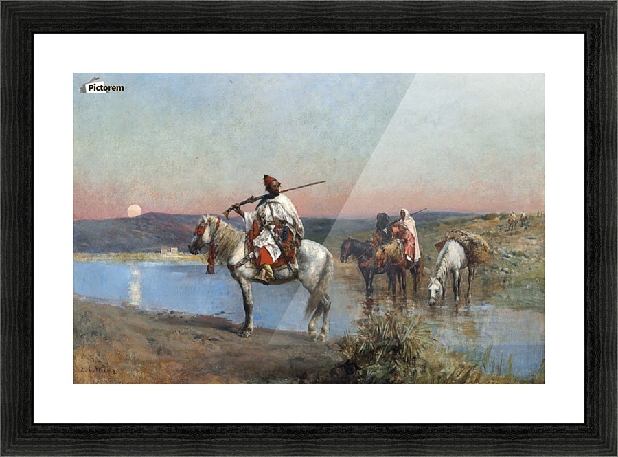 Fording a stream Picture Frame print