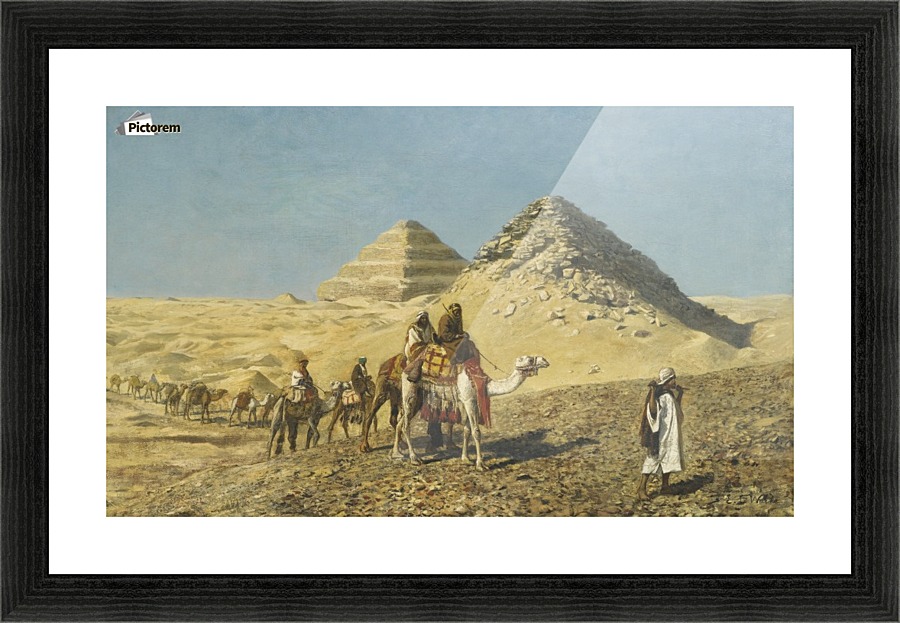 Caravan and pyramids Picture Frame print