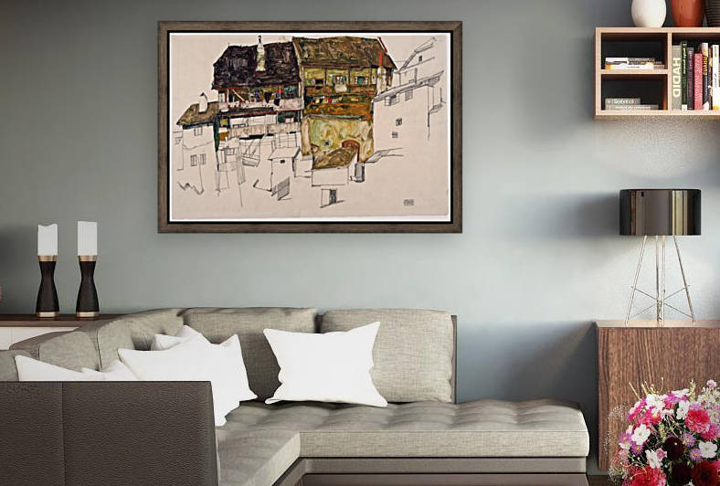 Egon Schiele - Old Houses in Krumau by Egon Schiele