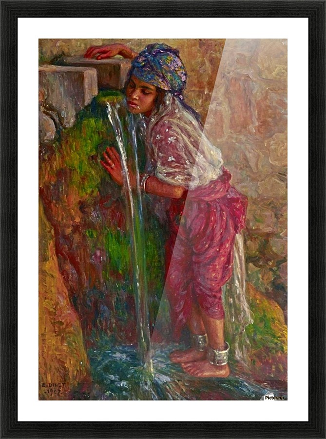 Fillette bouvant a la source Picture Frame print