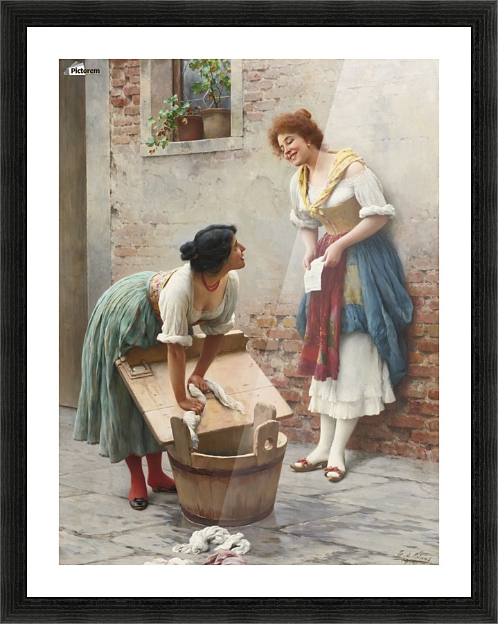 Washing clothes while talking Picture Frame print