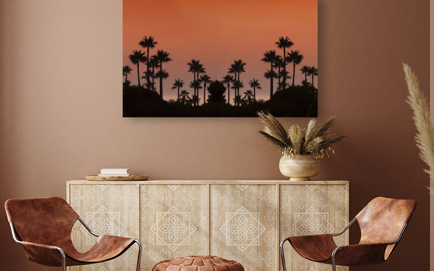 Sunset with palms Reproduction