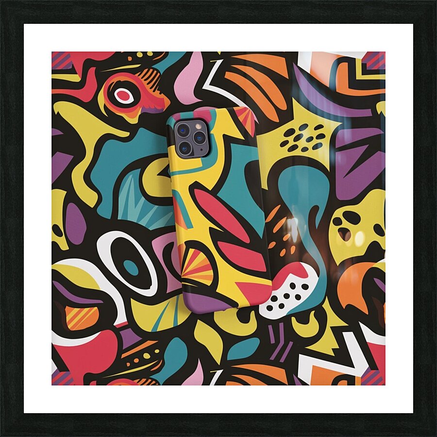  featuring an abstract colorful pattern inspi Indian culture. Picture Frame print