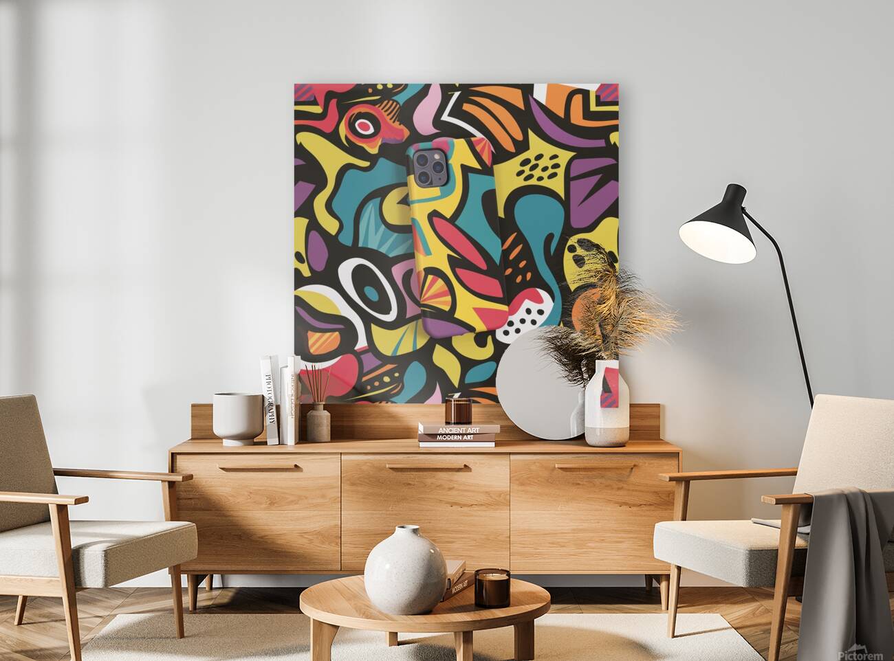  featuring an abstract colorful pattern inspi Indian culture. Reproduction