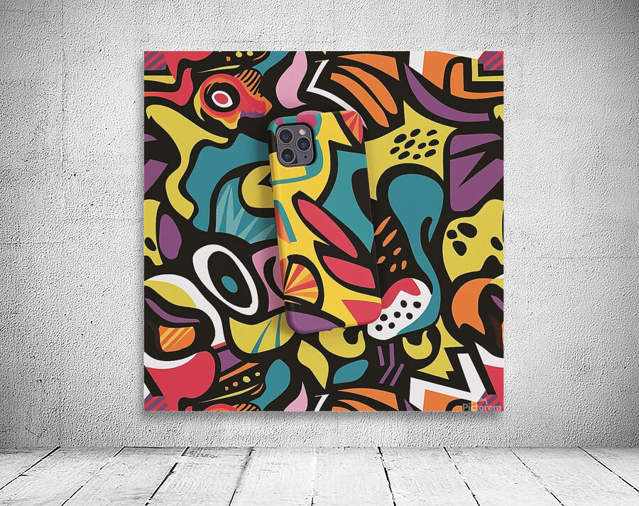  featuring an abstract colorful pattern inspi Indian culture. Wall Preview