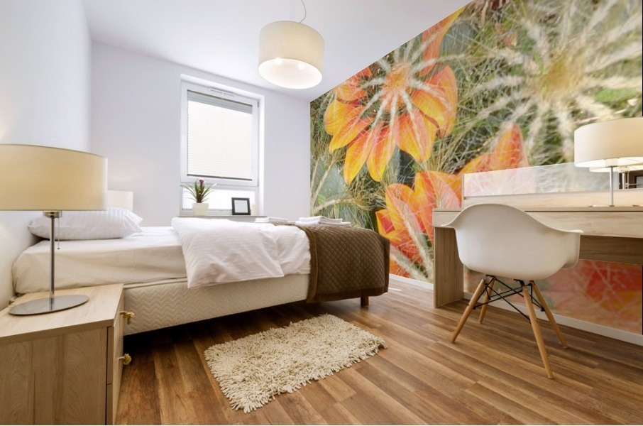 Orange Spiders Mural print