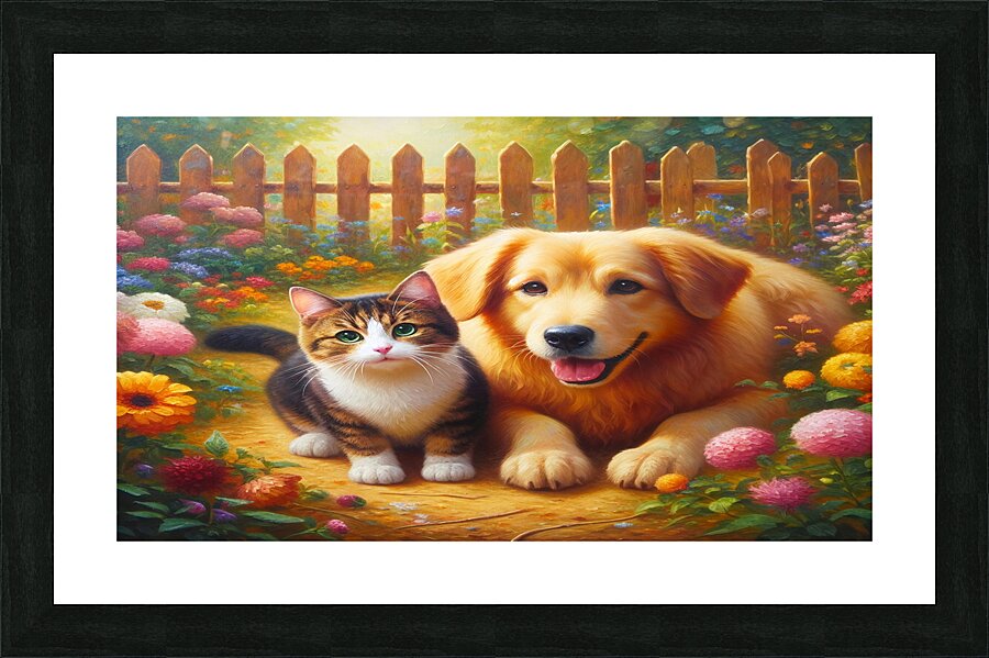cat dog1 Picture Frame print