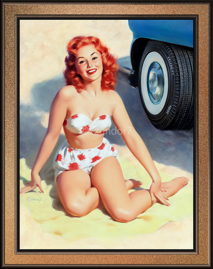 Orso tappeto Pinup pin-up Girl 15,2 x 20,3 cm placca a muro