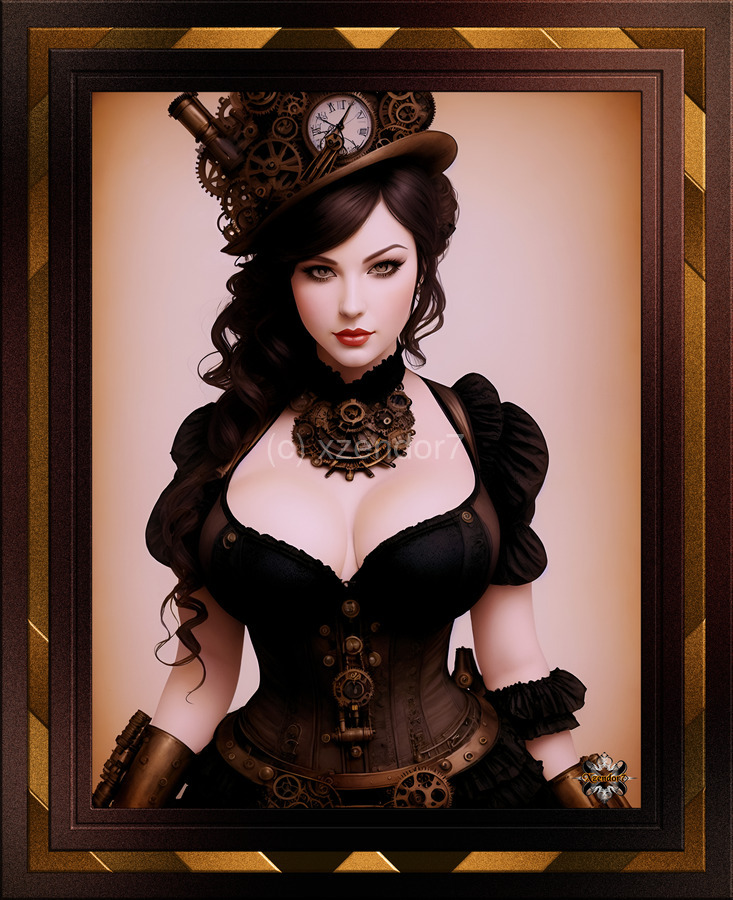 Retro Cowgirl Of Steampunk Fashion Alluring Fantasy AI Concept Art