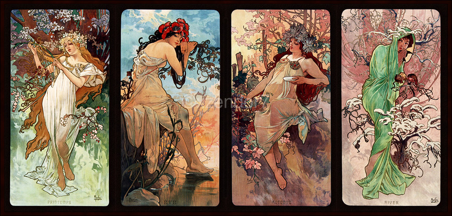 Seasons by Alphonse Mucha Art Nouveau Xzendor7 Old Masters Art
