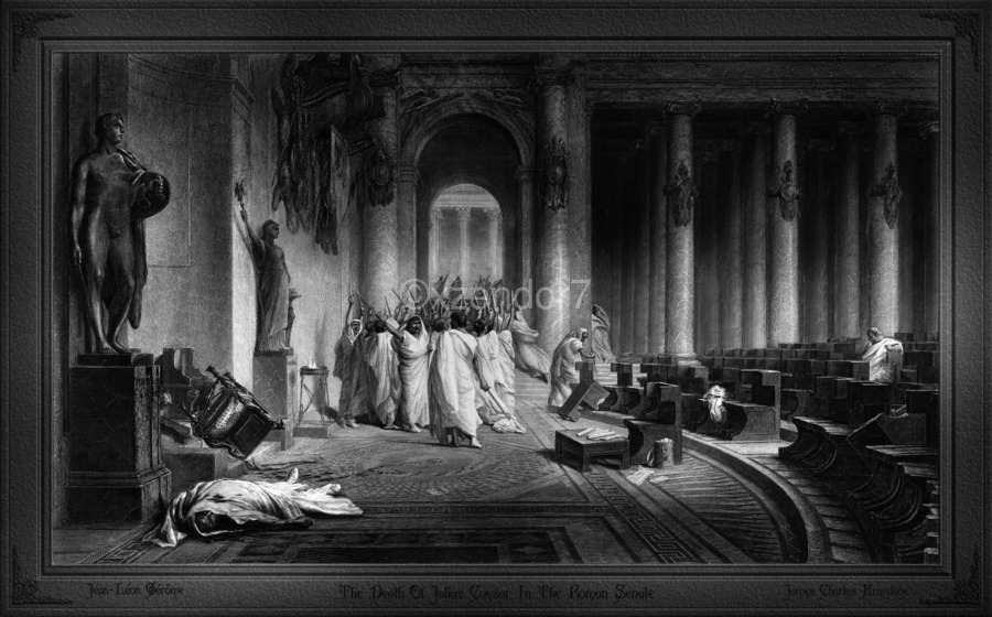 Caesar 親株 The Death Of Julius Caesar In The Roman Senate Engraving by James