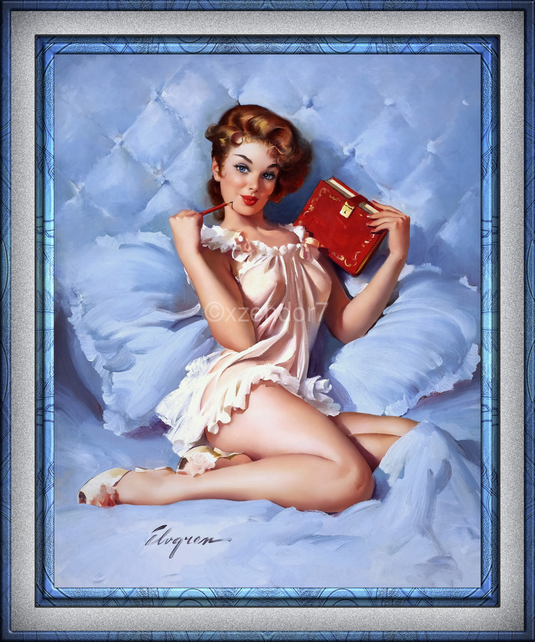 Thinking Of You by Gil Elvgren Vintage Illustrations Xzendor7 Old