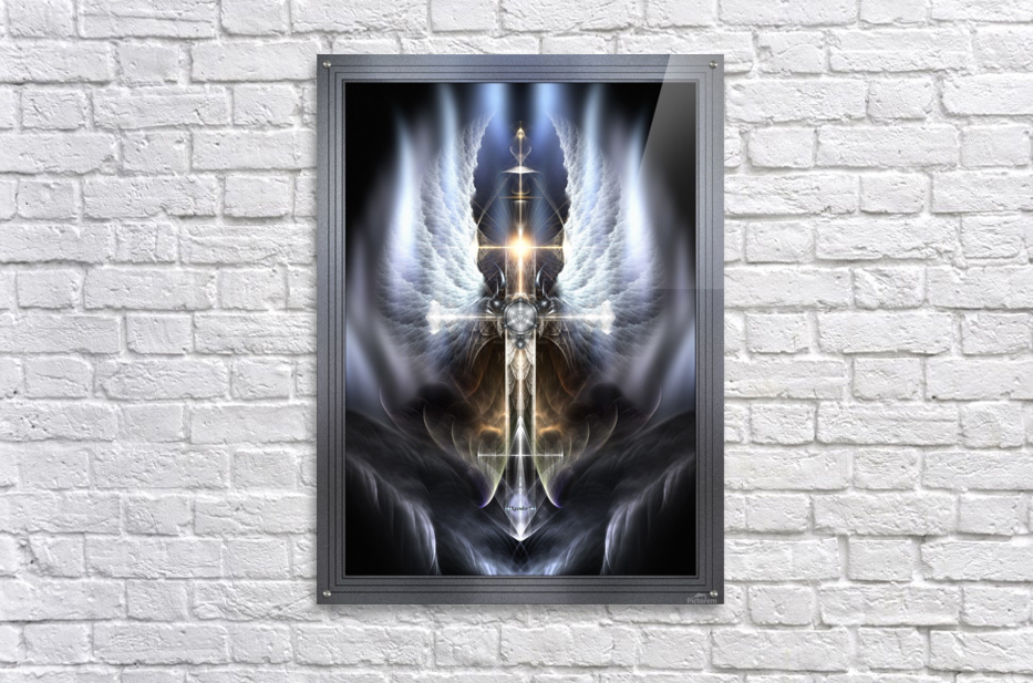 Heavenly Angel Wings Cross Fractal Art Composition by xzendor7