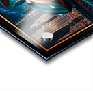 Retro-Futurism Cityscape With High Speed Train And Hovering Spacecraft Awe-Inspiring AI Concept Art by Xzendor7 Acrylic print