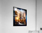Fantasy Castle With Bridges Over A River by Sunset Astonishing AI Concept Art Portrait by Xzendor7 Acrylic Print