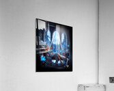 Sylva Braunen Reclining On Chaise Amidst Cosmic Cityscape Striking AI Concept Art by Xzendor7 Acrylic Print