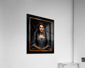 Regal Crimson Rose Blue Dress Portrait of Marina Yvandis Mesmerizing AI Concept Art by Xzendor7 Acrylic Print