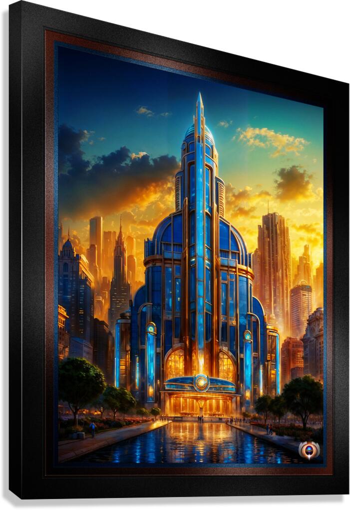 The Grand Art Deco Blue Plaza Pavilion Stunning AI Concept Art by