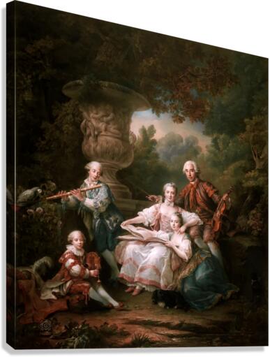 Le Marquis de Sourches et sa Famille by Francois-Hubert Drouais Canvas Print