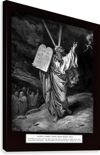 Moses Comes Down from Mount Sinai by Engraving by H. Pisan Old