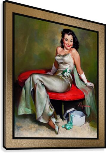 The Emerald Corsage by Gil Elvgren Pin-Up Girl Vintage Artwork by