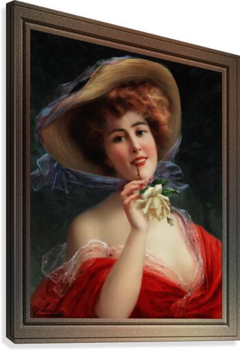 Fille A La Rose Jaune by Emile Vernon Wall Decor Xzendor7 Old Masters Art Reproductions Canvas Print
