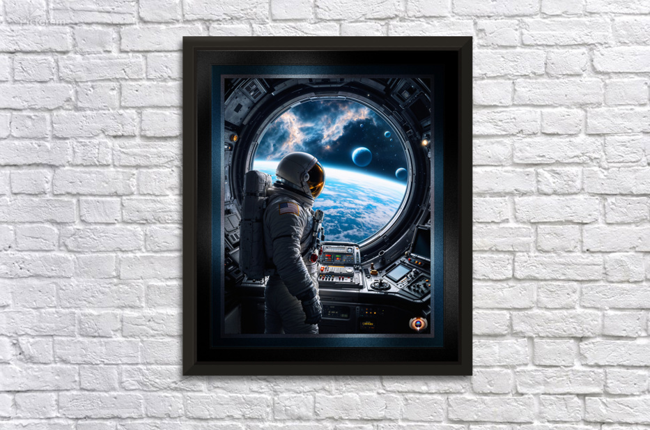 Astronaut Contemplates The Cosmos Through The Viewport Of A Space