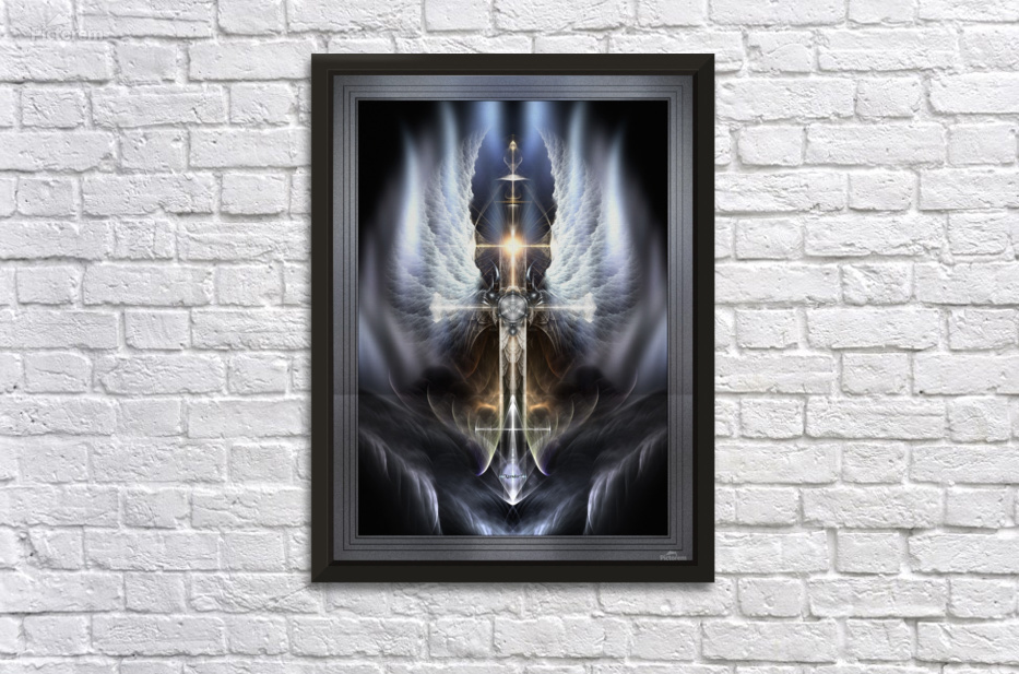 Heavenly Angel Wings Cross Fractal Art Composition by xzendor7