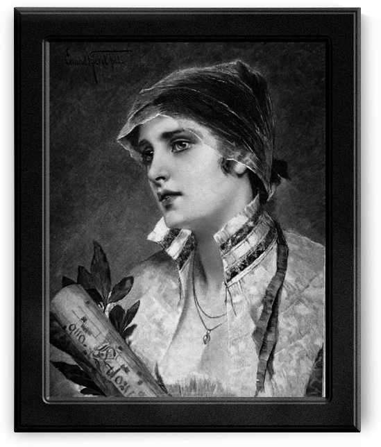 Portrait Of A Young Lady by Conrad Kiesel Old Masters Reproduction by xzendor7