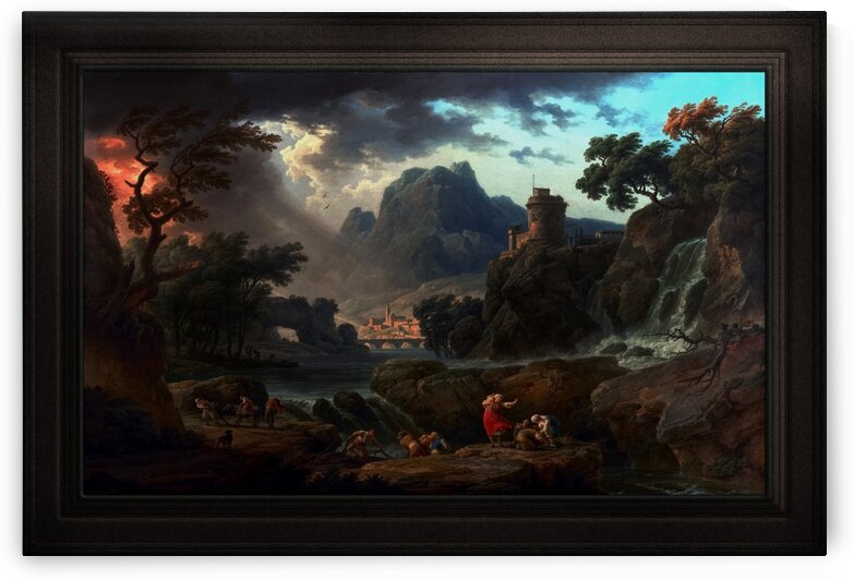 A Mountain Landscape with an Approaching Storm by Claude Joseph Vernet Fine Art Old Masters Reproduction by xzendor7