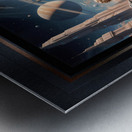 Ylara Fynra Poised On Her Jaxtor M113 In Caelum City Stunning AI Concept Art by Xzendor7 Metal print