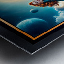 Uranna Laxien Evading Alien Craft On Her Fyrnax Motorcycle Gorgeous AI Concept Art by Xzendor7 Metal print