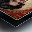 Portrait Of Liriel Voltan In A Regal Teal Satin Dress Gorgeous AI Concept Art by Xzendor7 Metal print