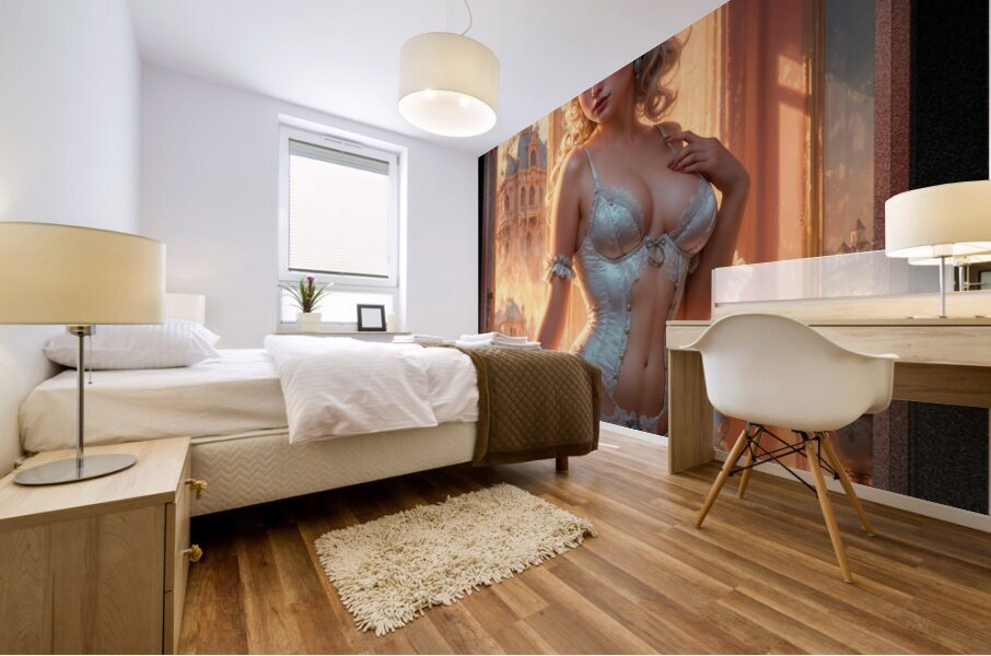 A Sensual Exquisite Baroque Portrait Of A Regal Beauty In Lingerie Mesmerizing AI Concept Art by Xzendor7 Mural print