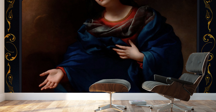 Madonna in Glory by Carlo Dolci Blue Gold Border Xzendor7 Old